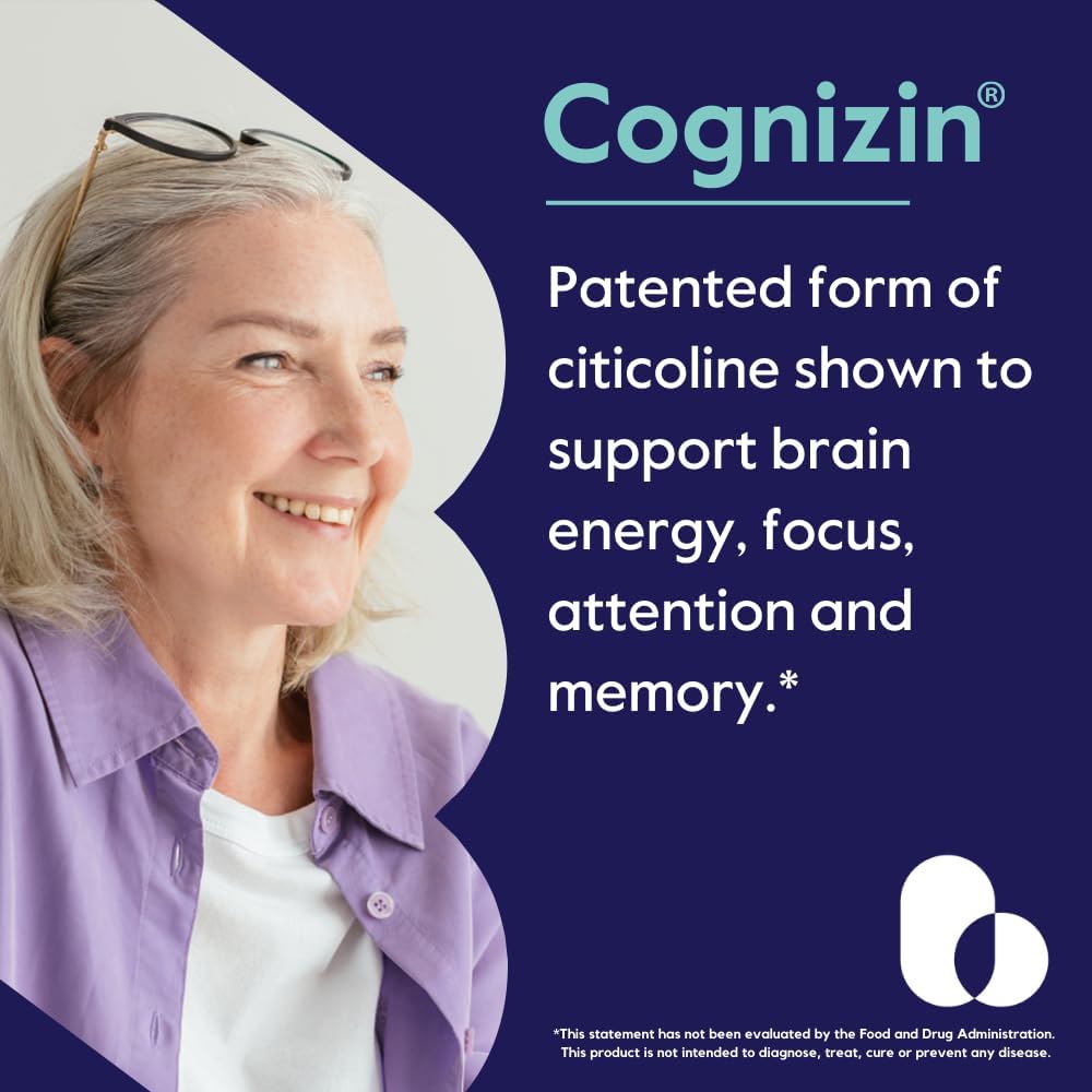 BESTVITE Cognizin Citicoline 500mg (60 Vegetarian Capsules) - Clinically Studied Premium Choline Nootropic - No Stearates - Vegan - Non GMO - Gluten Free - Brain Supplements for Memory and Focus
