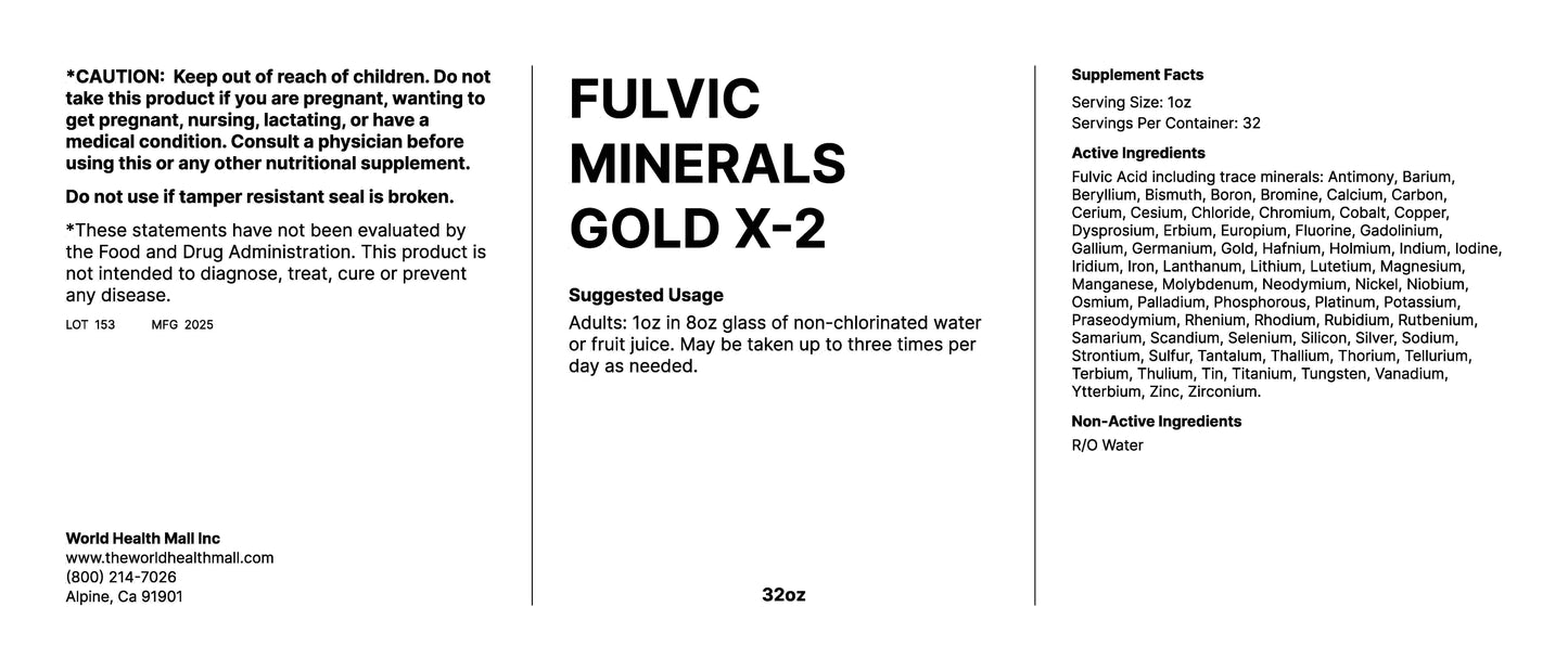 Fulvic Minerals Gold Physician's Formula X-2 (32oz)