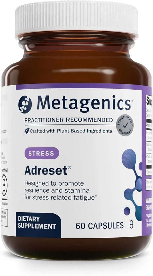 Metagenics Adreset - Adaptogen Supplement - Fatigue Relief* - with Asian Ginseng & Cordyceps - Non-GMO & Gluten-Free - 60 Capsules