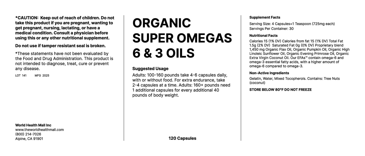 Organic Super Omega 6&3 Oils (120caps)