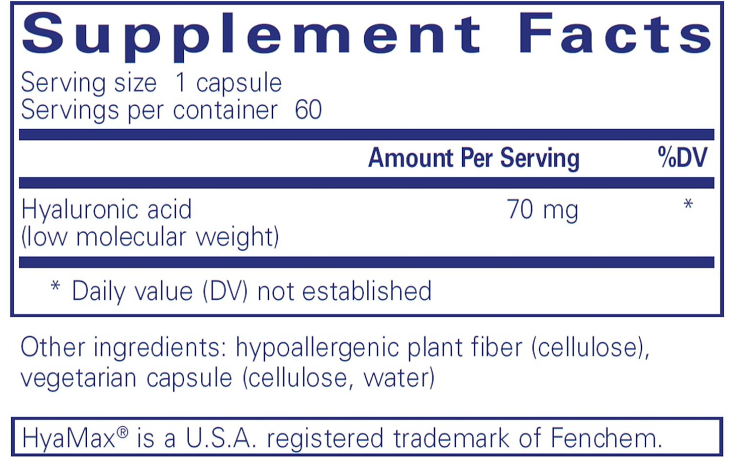 Pure Encapsulations Hyaluronic Acid (60 Capsules)